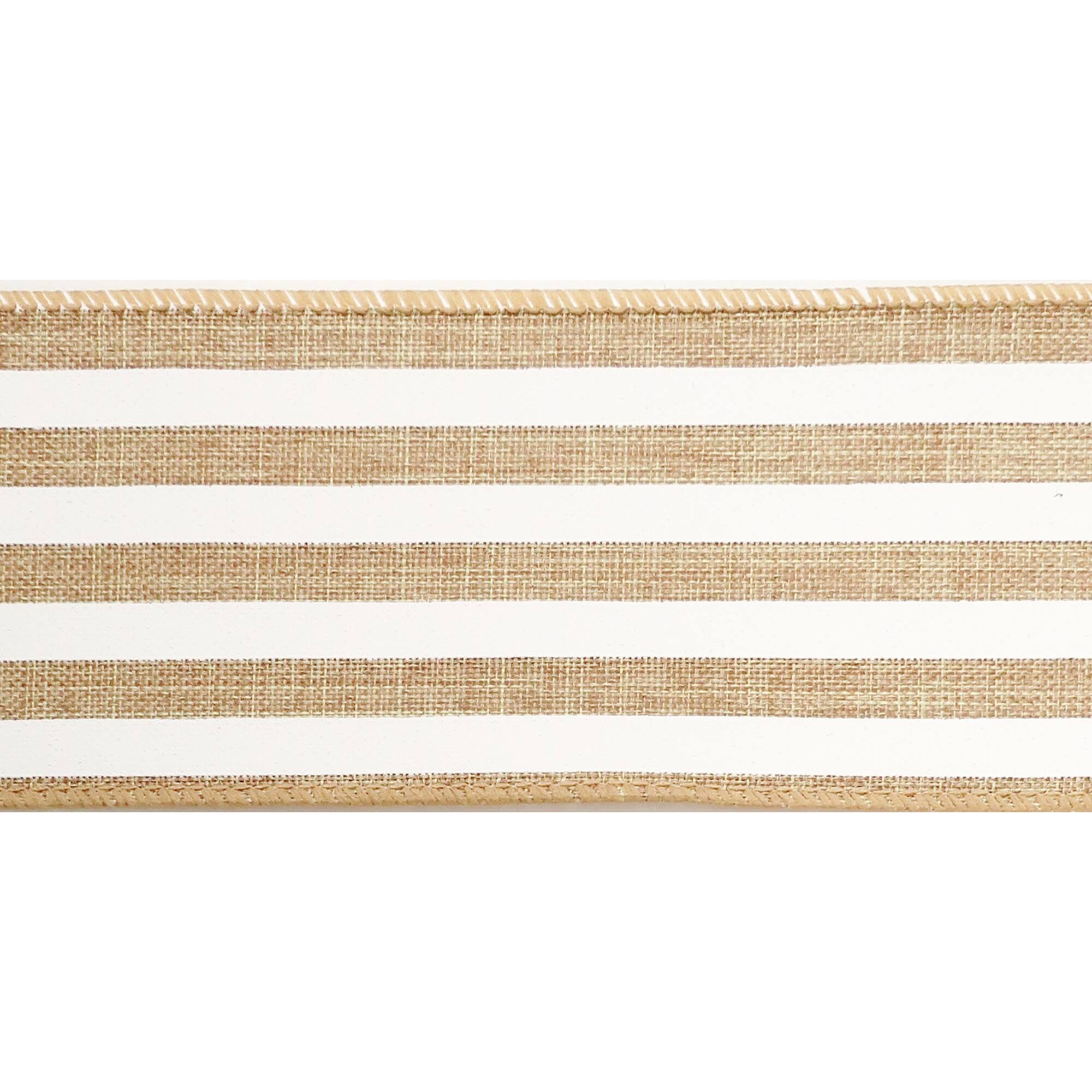 2.5" x 25ft. Faux Linen Wired Stripe Ribbon by Celebrate It
